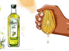 Выжмите 1 лимон и смешайте с 1 столовой ложкой оливкового масла